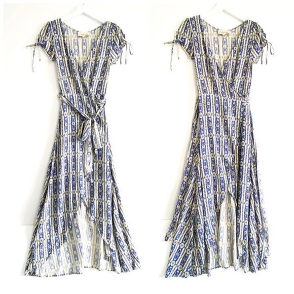 Cleobella Almudena Printed Wrap Dress Azure, Size XS - Picture 3 of 14